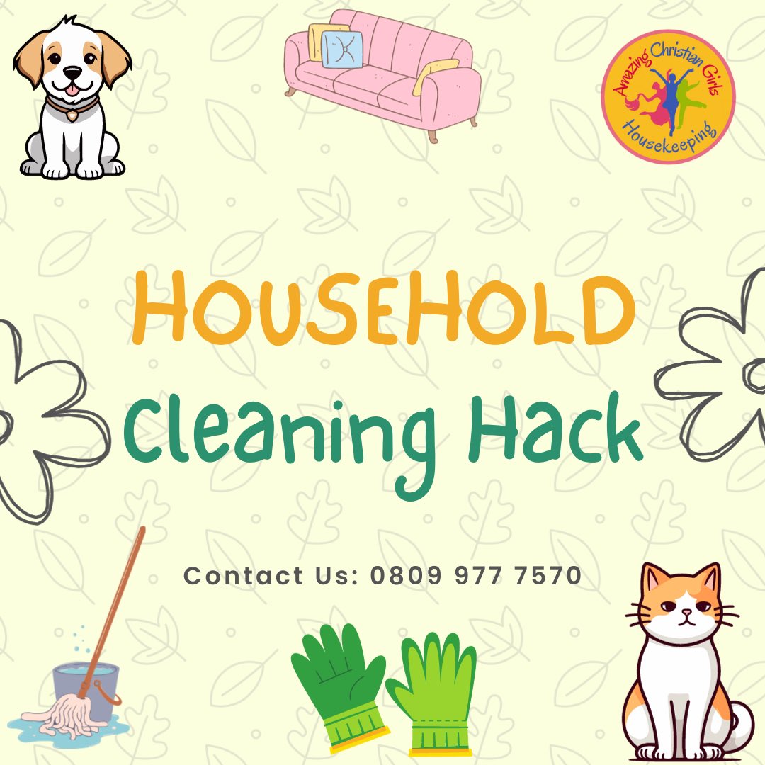 AmazingCGirls's tweet photo. Pet lovers! Today's cleaning tip is just for you!
Follow us for more cleaning tips!
For booking and more info, call us on 0809 977 7570.
π Visit our office at no. 8 Ibiam Street, Uyo.
#AmazingChristianGirls #cleaningtips #cleanoclock #petlovers #petcleaningtips #CleaningHack https://t.co/baxfOAAxs3