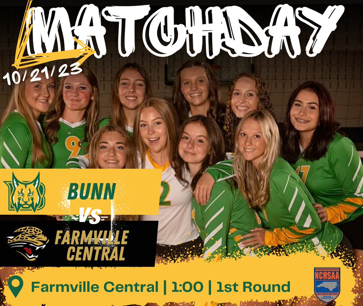 Matchday on Saturday? Yup! It's the first round of the <a href="/NCHSAA/">NCHSAA</a> 2A state playoffs for #BunnVolleyball. Good luck, Lady Cats! 💚💛🏐😼