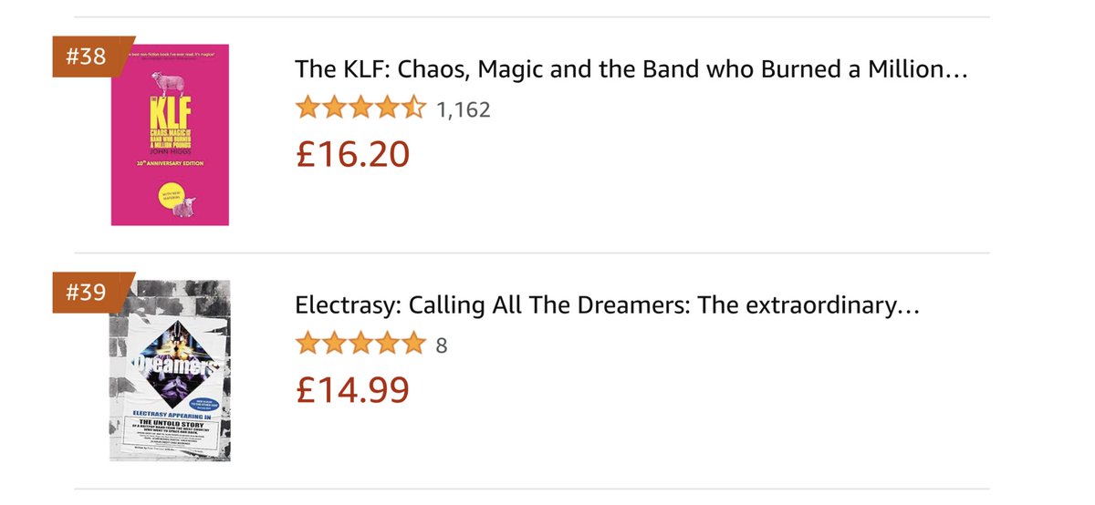 Amazing to see the @electrasy book still holding place in the Amazon book charts … we peaked at No2 but it’s been hovering within the Top 50 for a while now (currently 39). #SupportRealMusic