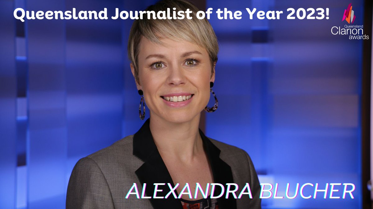 ClarionsQLD (@qldclarions) on Twitter photo And Queensland’s 2023 Journalist of the Year is . . . <a href="/abcnews/">ABC News</a> reporter Alexandra Blucher! Congratulations on your well-deserved success.
With special thanks to category sponsor <a href="/couriermail/">The Courier-Mail</a>.
#ClarionAwards23 <a href="/withMEAA/">MEAA</a> <a href="/alexblucher/">Alexandra Blucher</a> And Queensland’s 2023 Journalist of the Year is . . . <a href="/abcnews/">ABC News</a> reporter Alexandra Blucher! Congratulations on your well-deserved success.
With special thanks to category sponsor <a href="/couriermail/">The Courier-Mail</a>.
#ClarionAwards23 <a href="/withMEAA/">MEAA</a> <a href="/alexblucher/">Alexandra Blucher</a>