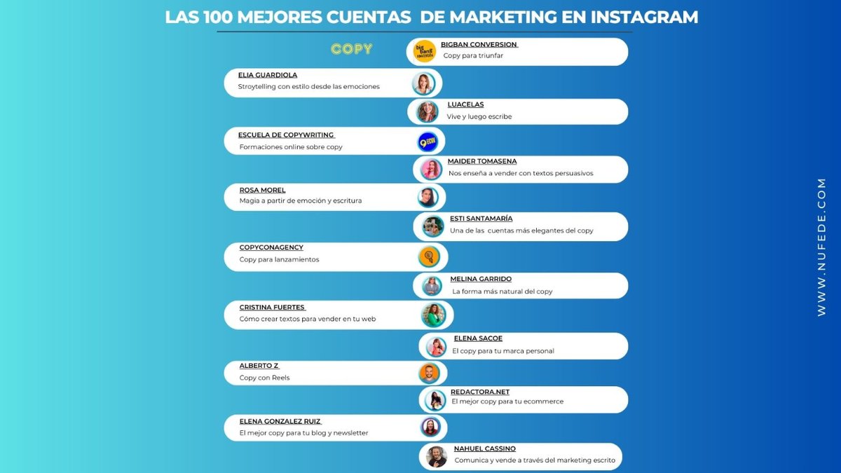 SI QUIERES APRENDER A ESCRIBIR DE FORMA PERSUASIVA MIRA ESTOS PERFILES (2) 💯

👇Accede a su perfil de Instagram

mtr.cool/porfslbyod

<a href="/ElenaSacoe/">Elena Sacoe🌅</a>
<a href="/redactoranet/">Noelia Jiménez, de Redactora.net</a>
<a href="/Elenaglezruiz/">Elena González Ruiz - Copywriting y redacción</a>
<a href="/nahuelcassino/">Nahuel Cassino ⚔️ | Copywriter</a>

#copy #copywriter #copywriting #nufede