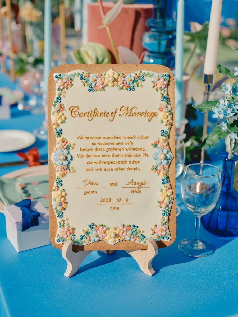 kunimilky6's tweet photo. あさぎーにょちゃん、ご結婚おめでとうございます💐✨

特別な日のための、結婚証明書のアイシングクッキーを作らせていただきました♡
最高に可愛い結婚式🐇🩵 https://t.co/DQTmVnPF4Y