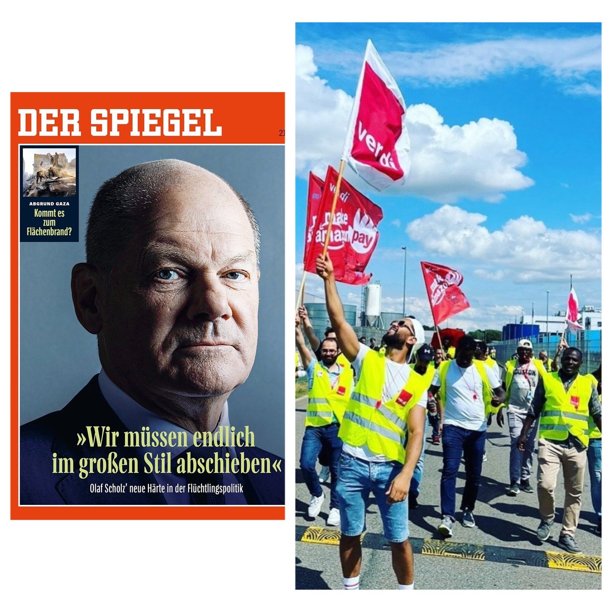 Die Aussage von <a href="/OlafScholz/">Olaf Scholz</a>, die Asylpolitik der Regierung ist widerwärtig 🤬! Menschen, die ihr abschieben wollt sind auch viele von uns bei #Amazon! Wir sorgen für 📦 an eurer Haustür, wir sorgen in #Betriebsräten für #Demokratie im Betrieb. Euer Dank? Eine "Migrationsdebatte"