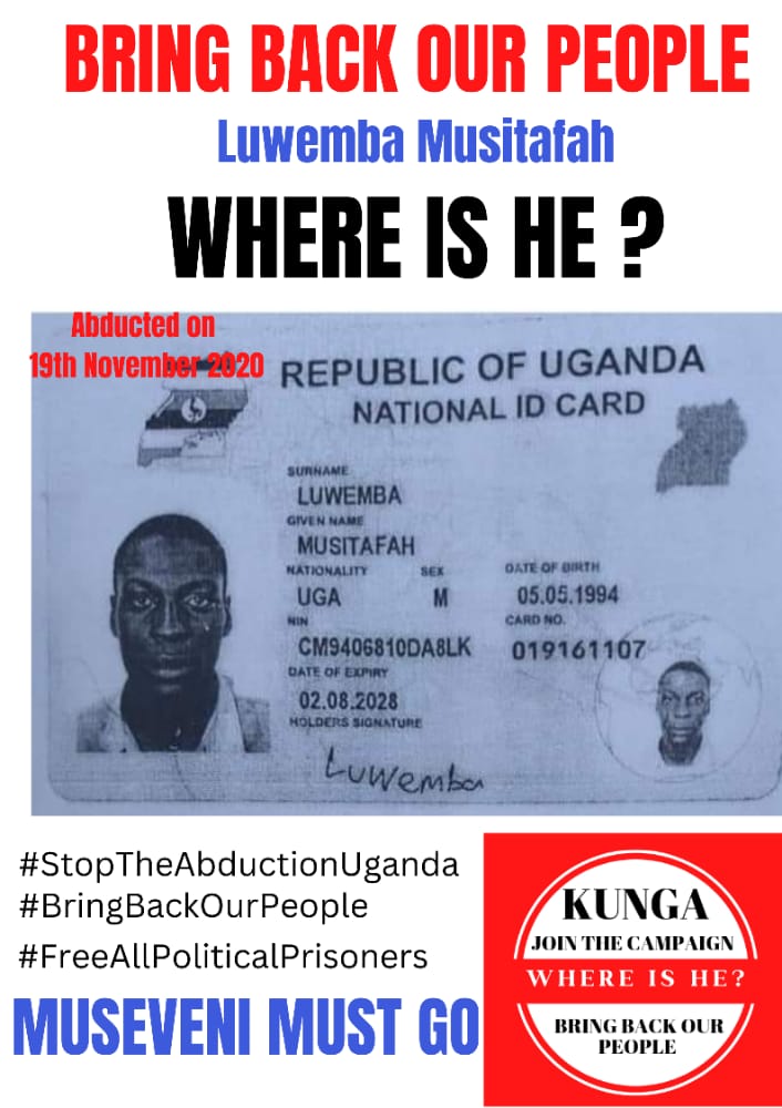 Evercewakyagu's tweet photo. @Parliament_Ug @nbstv @ntvuganda @DailyMonitor @observerug @ChrisObore1 @newvisionwire @bbstvug #BRINGBACKOURPEOPLE OR #M7MUSTGO PROTEST
Dictators like @KagutaMuseveni must have no safe haven. He should have been arrested yesterday; if you walk the talk.
He has killed numerous innocent Ugandans, b'se of his grip on power.
ACT NOWπ
#ProtectTheProtestUG
@hrw
@UN
@KenRoth https://t.co/dKVjqWJ1gl
