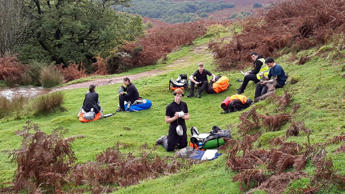 Lunch time for one of the groups, making good time