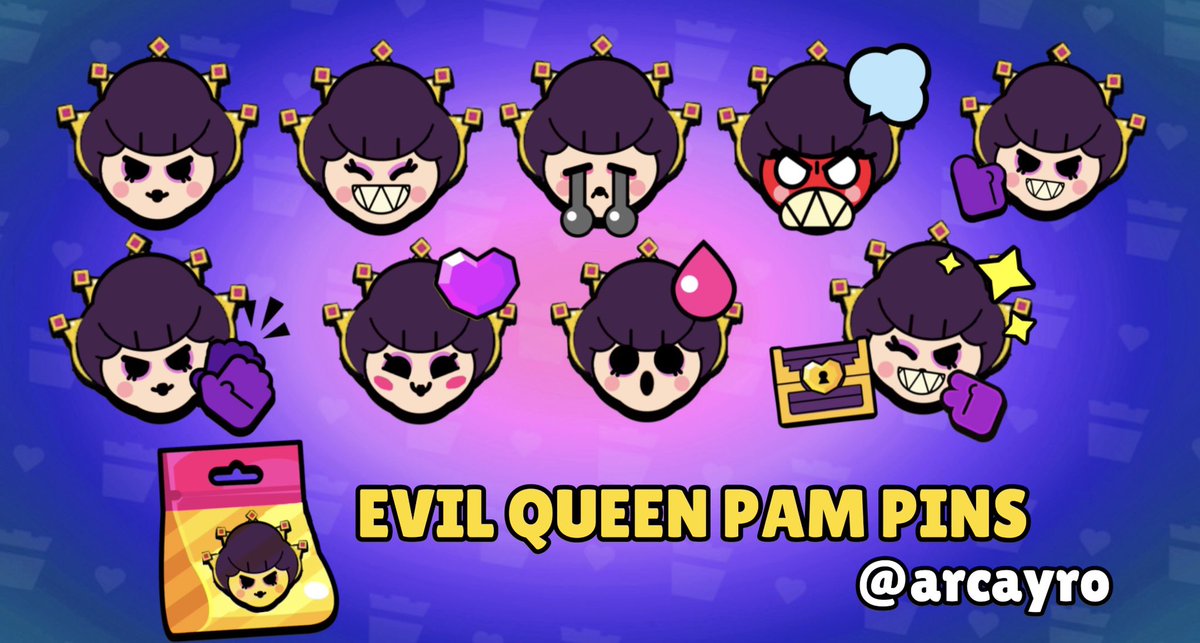arcirous's tweet image. EVIL QUEEN PAM PIN PACK! (idea)

#BrawlStars #BrawlStarsidea #hypercharge #RangerRanch