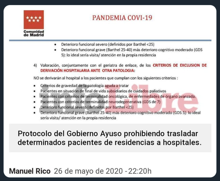 anheto10's tweet photo. @cucagamarra @GPPopular @ppopular ¿Dónde está la orden por escrito de Pedro Sánchez mandando cerrar el Congreso? Yo si tengo esta mandando confinar ancianos hasta su muerte: https://t.co/KxINVyMqzf