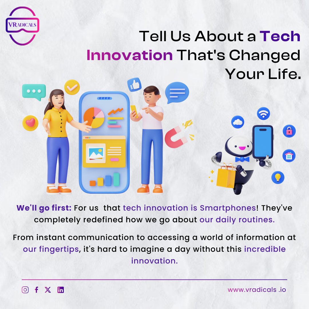 vradicalsglobal's tweet image. We&apos;ve started with smartphones📷 as they&apos;re a widely recognized tech innovation. Now, we&apos;re eager to hear about the tech that&apos;s had a meaningful impact on your life.
#TechInnovation #lifechangingtechnology📷 #smartphonerevolution📷 #DigitalTransformation #InnovationImpact #WEB3