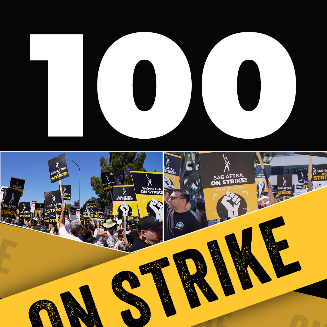 DAY 100 of #SagAftraStrike. The sacrifices have been many, from #SagAftraMembers, strike captains, IATSE, Teamsters &amp; Basic Crafts union members, &amp; everyone in this industry. We must win this fight. With unwavering resolve &amp; solidarity, we remain #SagAftraStrong. #100DaysStronger