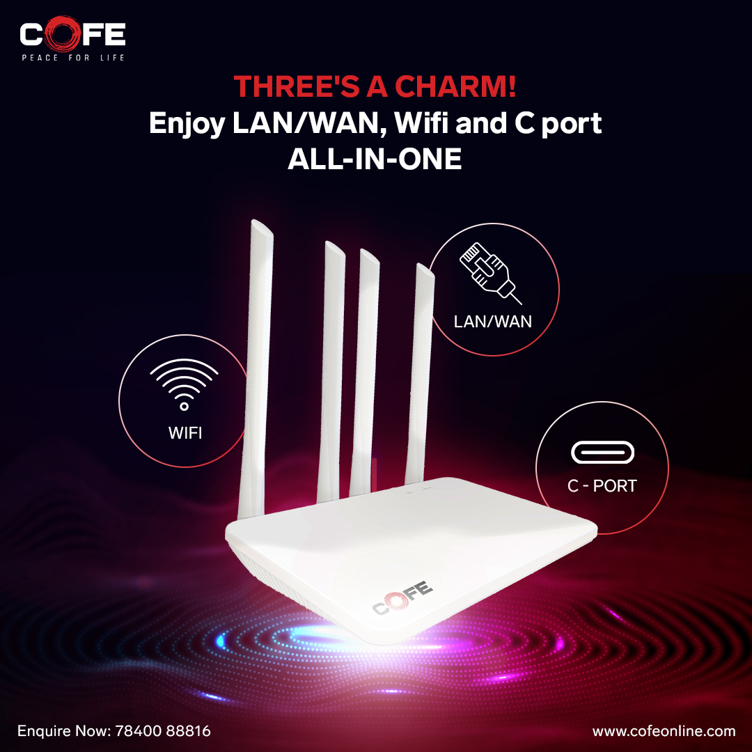 Stay Connected from Every Angle: Your 3-Way Router, Your 3-Way Portal to Seamless Internet Access! LAN, WiFi, or Cport – Choose Your Path to Connectivity. Shop for your's on cofeonline.com

#cofe #coferouter #simbaserouters #smartrouter #cport #cportwifi #shoponamazon