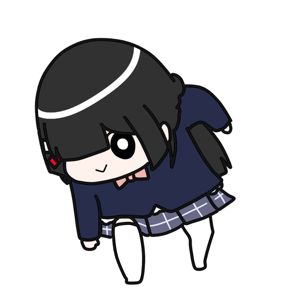 tsukino mito 1girl black hair solo skirt chibi white background thighhighs  illustration images
