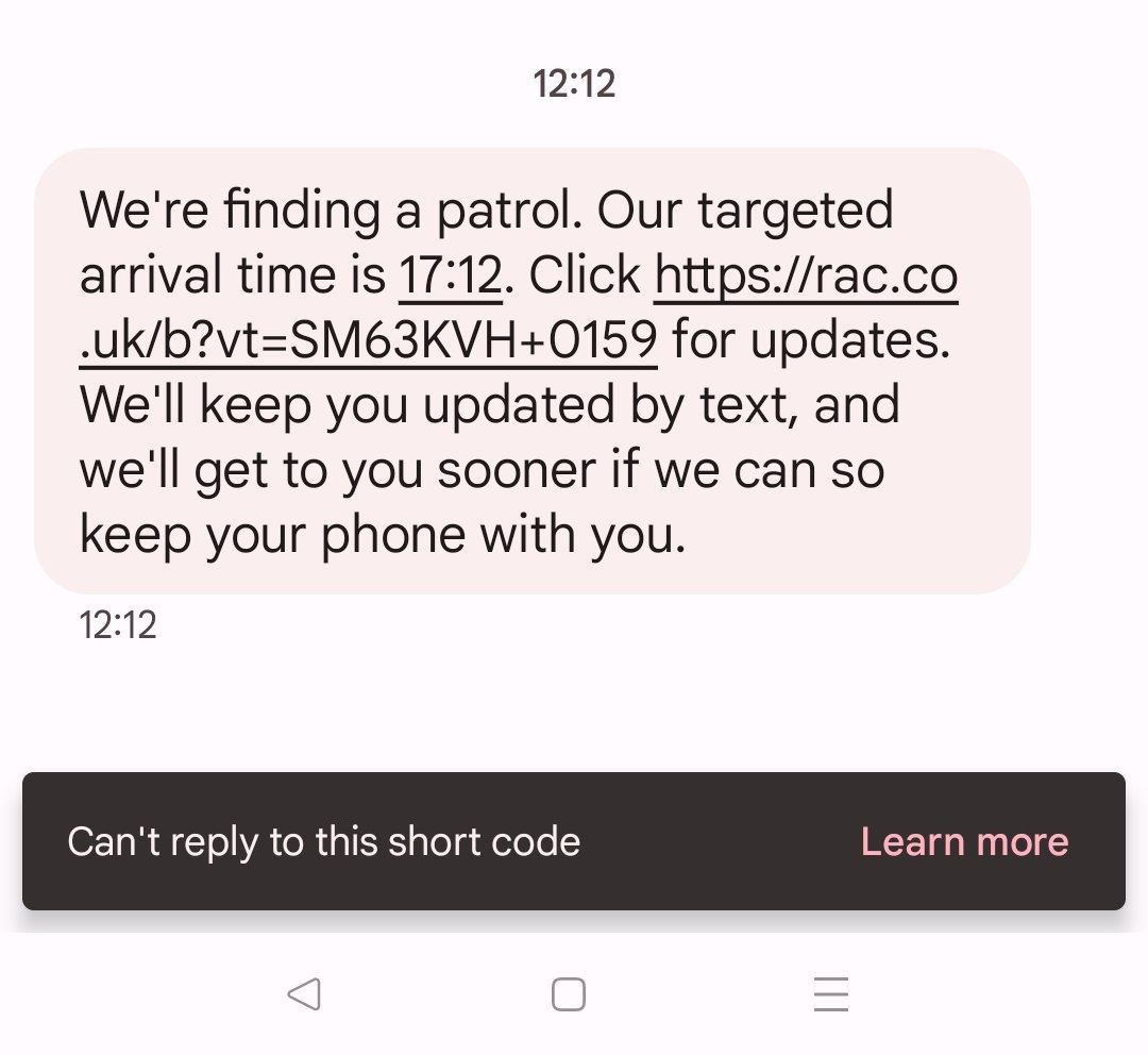 bigj_b's tweet photo. So after 14 hours of "recovery" hell yesterday @TheRAC_UK @RAC_Care you have the utter front to send me this text?! #WhatTheHell https://t.co/GSH1nwC8T6