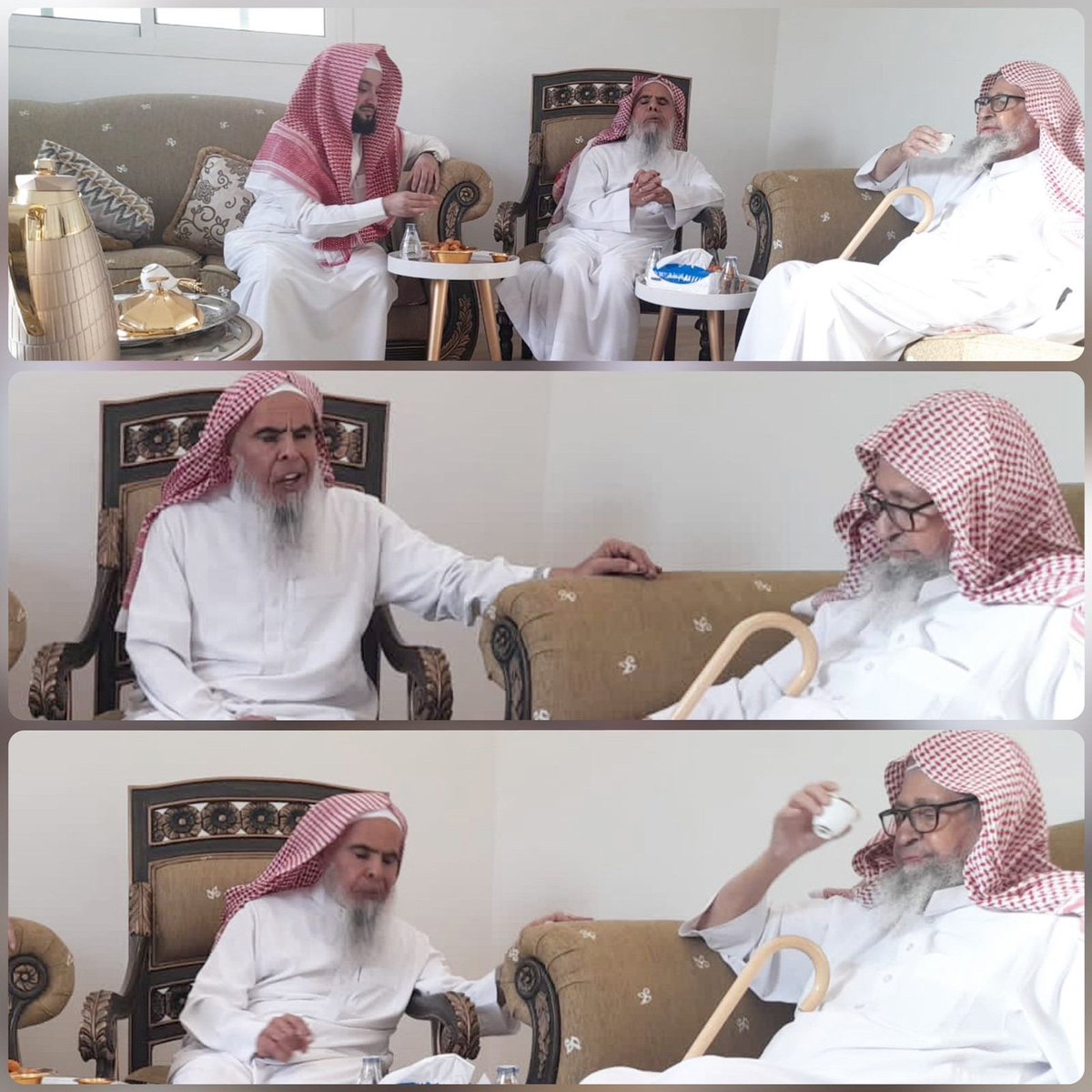 Alfaresi_sa's tweet photo. 📝 بتوفيق الله ، وبعد حمده جل في علاه …

فقد تشرفتُ عصر أمس الجمعة الموافق ٥ / ٤ / ١٤٤٥  هجرية برفقة شيخي الجليل : #عبدالله_بن_صالح_القصير - حفظه الله - بزيارة لشيخه الكريم:
معالي الشيخ : #صالح_بن_فوزان_الفوزان حفظه الله.

والشيخ عبدالله القصير هو أحد قدامى طلبة الشيخ صالح الفوزان - حفظهما الله - إذ ابتدأ القراءة عليه عام ١٣٩٠ هجرية.

🍂 ومعروف أن الود والعلاقة بينهما نادرة النظير ، وقد رأيت ما رأيت من حفاوة المزور بالزائر ما اغتبطتُ به ، وعجبت له .

   والشيخ صالح الفوزان دائم السؤال عن الشيخ عبدالله القصير ، ويعتبره بمثابة أخيه المجرب ، وصاحبه المقرب ، وكذلك الشيخ عبدالله القصير دائم السؤال عن الشيخ صالح الفوزان إذ يعتبره شيخه الأول بالرياض🍁.

وهذه أول زيارة من الشيخ عبدالله القصيّر للشيخ صالح الفوزان بعد العارض الصحي الذي ألم بالشيخ عبدالله مما أدخل الفرح والبهجة على الشيخين ، وكأنه انقطاع دام لسنوات , وهي مدة يسيرة لا تتجاوز الشهرين.

وأعرض مما رأيته أيضاً تلكم الصورة التي تعبر عن الروح الطيبة بين مشايخنا ، وسمو أخلاقهم - وليس ذلك بغريب عليهم - إصرار الشيخ صالح وقد ناهز التسعين من عمره -متّع الله به-  على المشي مع شيخي عبدالله حتى خروجه وكان قبلُ واقفاً على باب منزله الداخلي مرتقباً وصول الشيخ لاستقباله والحفاوة بضيفه.

أسأل الله أَن يحفظهما وإخوانهم من أهل العلم والفضل جميعًا ، وأن يحفظ علينا ديننا ، وأمننا ، وولاتنا ، ويزيدنا هدى وتوفيقًا ، وأن يرزقنا حسن الاقتداء والتأسي بهم في الأخوة والمحبة في الله ، والحرص على التزاور والمذاكرة وتقدير الأشياخ ومعرفة قدرهم .. 

✏️ كتبه: عبدالرحمن بن وادي الثابتي