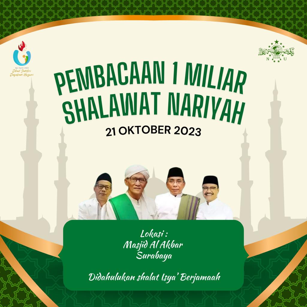 kuyangmanis_'s tweet photo. Semoga acara pembacaan #1MiliarShalawatNariyah pada peringatan Hari Santri 2023 ini berjalan lancar dan khidmat. Acara tsb diselenggarakan di Masjid Al-Akbar Surabaya, 21 Oktober 2023 usai Sholat Isya'berjamaah.
https://t.co/pJ58OH7Ejt https://t.co/5l1sjFT0AF