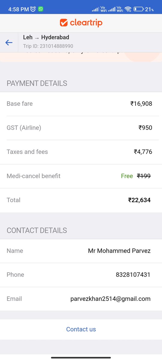 parvez2514's tweet photo. @Cleartrip is just unbelievable, the product team should look at the payments page a bit more.

I paid the amount of Rs 4303/- for Trip ID 231014888990, but the payment failed. I have a transaction ID with me but the team is saying the amount hasn't been received. (1/n) 🧵 https://t.co/m59RsG1VPR