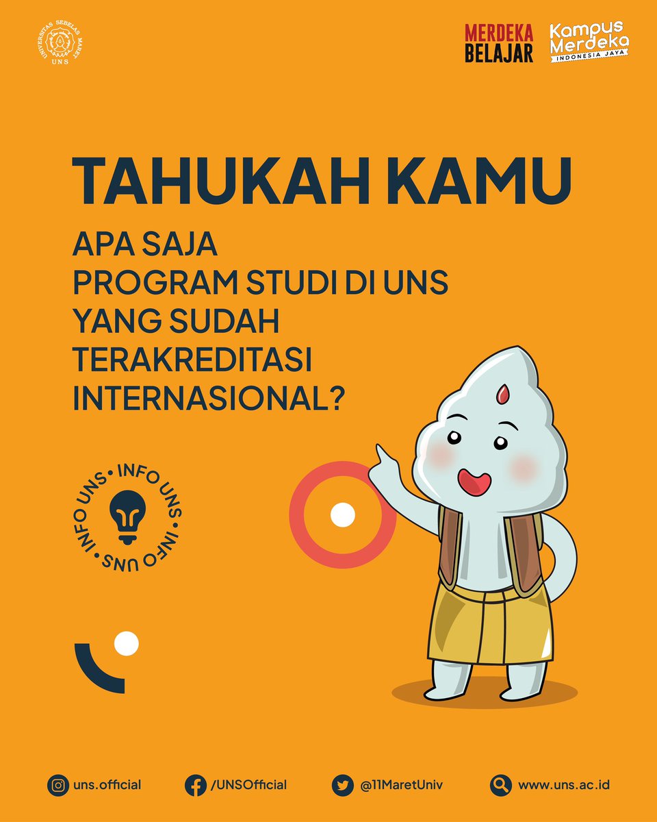 11MaretUniv's tweet photo. #InfoUNS - Program Studi Akreditasi Internasional di UNS✨

Ayoo Sobat Semar tahu nggak, ada lebih dari 20 program studi di UNS yang telah terakreditasi internasional? Penasaran apa aja? Cek di sini😉

#uns #universitassebelasmaret https://t.co/jmHqDYMi09