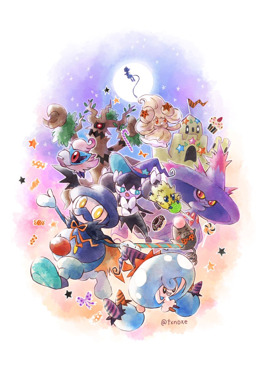 txnoxe's tweet photo. 【再掲】ハッピーハロウィン🎃
3年前に描いたポケモンハロウィンイラストです
#ポケモン　#ハロウィン　#ハロウィンイラスト  #ハロウィンの作品が見てみたい https://t.co/qE4SXWK9Kx