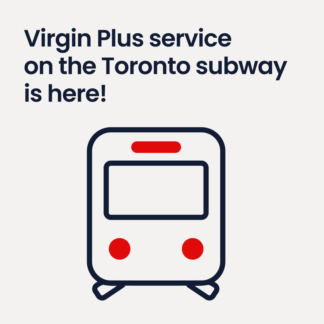 rahimchunara's tweet photo. Virgin Plus Mobility service on the Toronto subway (TTC) is here! Virgin Plus Members can now talk, text and scroll in tunnels and stations (in select areas). Visit https://t.co/inCMkInuIa for more details. #IworkatBell https://t.co/hZt9Jw2DtI