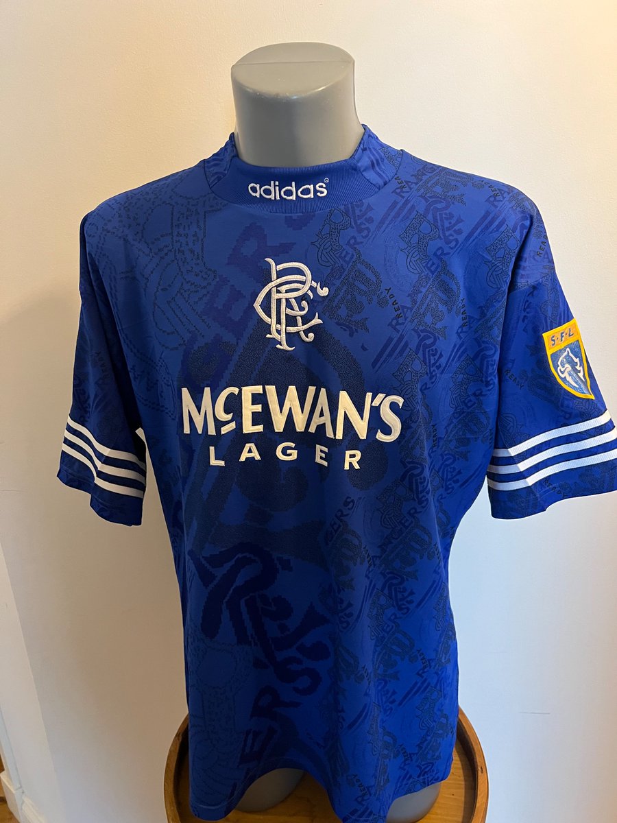MatchwornStrip's tweet image. A shirt almost as classy as the man himself. Match worn Richard Gough shirt from the 95-96 season picked up the week from top Rangers collector @rangers_shirts_
