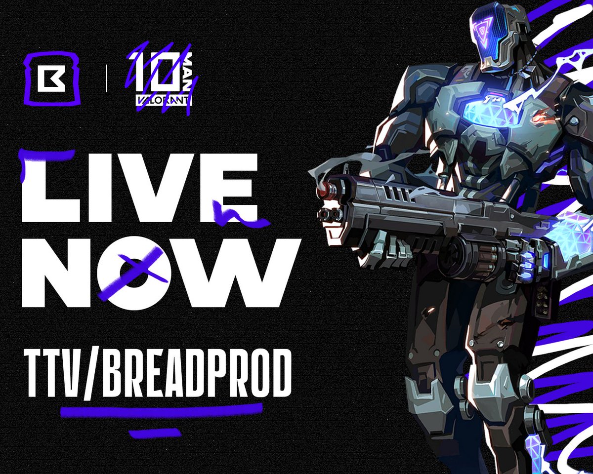 WE ARE NOW LIVE! 📷  Watch the Valorant 10 Man event at: twitch.tv/breadprod #Valorant10Man

🎨| @ProdBread