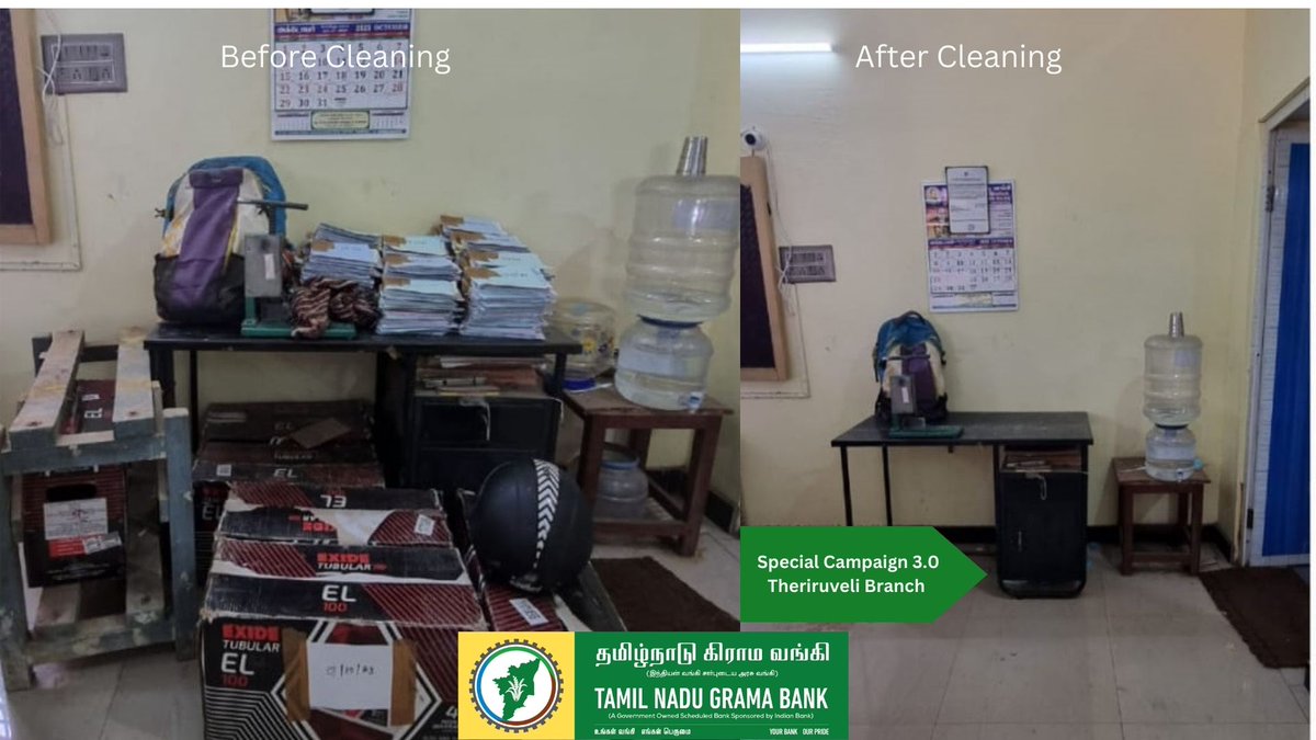 TNGramaBank's tweet photo. Special campaign 3.0 Swachhata - Cleanliness drive #SpecialCampaign3
@DFS_India
#PMOIndia
@NABARDOnline
#darpg
@MyIndianBank
#FiDgi #SwachhBharat https://t.co/ECWVDgWMPR
