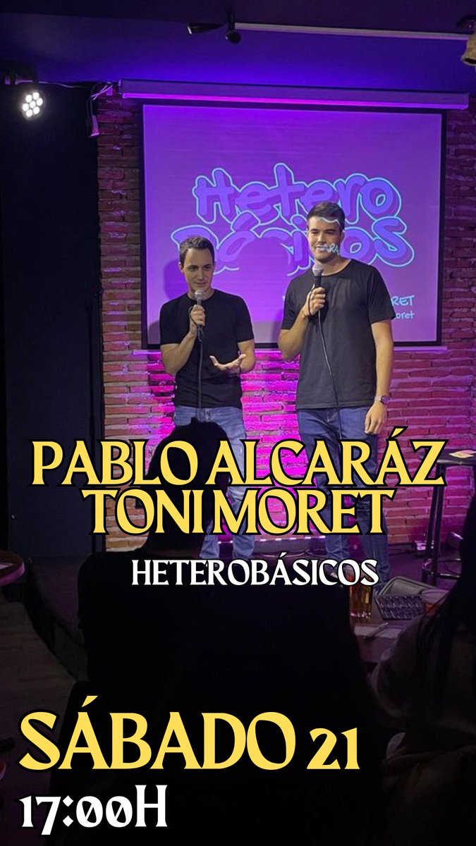 ✨𝗦𝗔́𝗕𝗔𝗗𝗢 𝟮𝟭 𝗗𝗘 𝗢𝗖𝗧𝗨𝗕𝗥𝗘✨
⁣⁣
🎙𝗣𝗔𝗕𝗟𝗢 𝗔𝗟𝗖𝗔𝗭𝗔𝗥 𝗬 𝗧𝗢𝗡𝗜 𝗠𝗢𝗥𝗘𝗧
⌚A las 17:00h

🎟️ elgolfocomedy.com