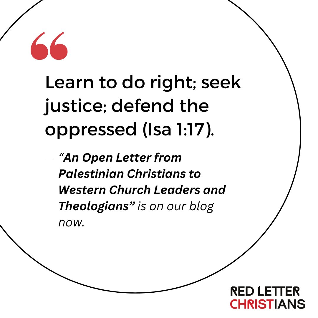 RedLetterXians's tweet photo. "An Open Letter from Palestinian Christians to Western Church Leaders and Theologians" is on our blog now. To read more from our brothers and sisters in Palestine, visit the post here: https://t.co/UcoToLXb92 https://t.co/xMkXzXDZ8F