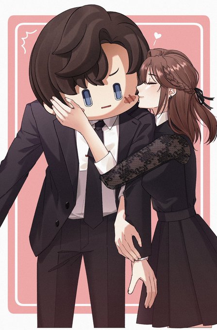 「kissing cheek necktie」 illustration images(Latest)