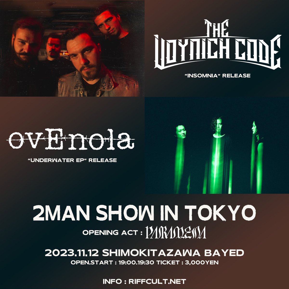 ovEnolaJP's tweet photo. 🔪NEW SHOW ADDED🔪
The Voynich Code Japan Tour 2023
Tour Final
11/12(日) @下北沢Bayd @StudioBayd2

w/ The Voynich Code
OA:PARAMENA

ST 19:30
ADV ¥3000

🎟:https://t.co/m7khhzxYcN https://t.co/21bPZQAnAX