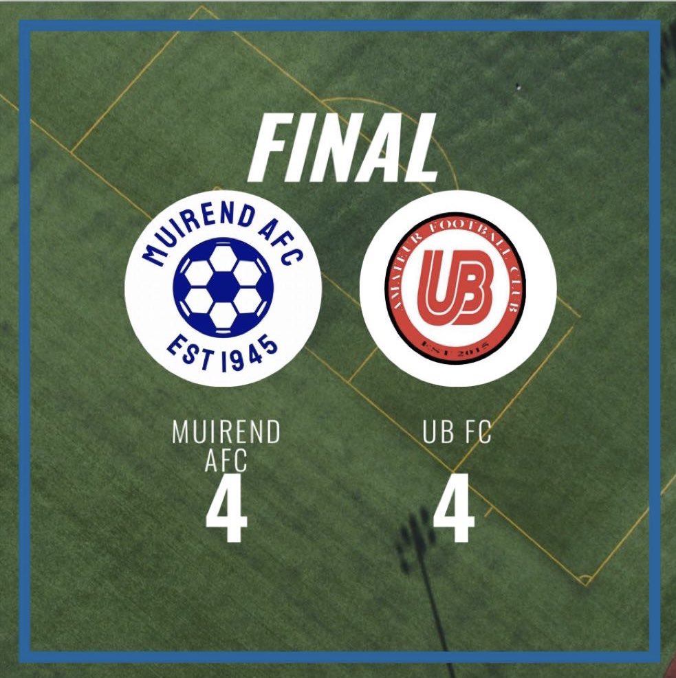 A poor start saw us 4-0 down at half time but the boys showed great resilience to make it 4-4 in the second half.

<a href="/SeanCullen02/">Sean Cullen</a> sealed the win after a tense shootout with Muirend taking the 5-4 win.

Goals-
<a href="/DannyMcgeever/">Danny</a> 
Gary Bowes
OG