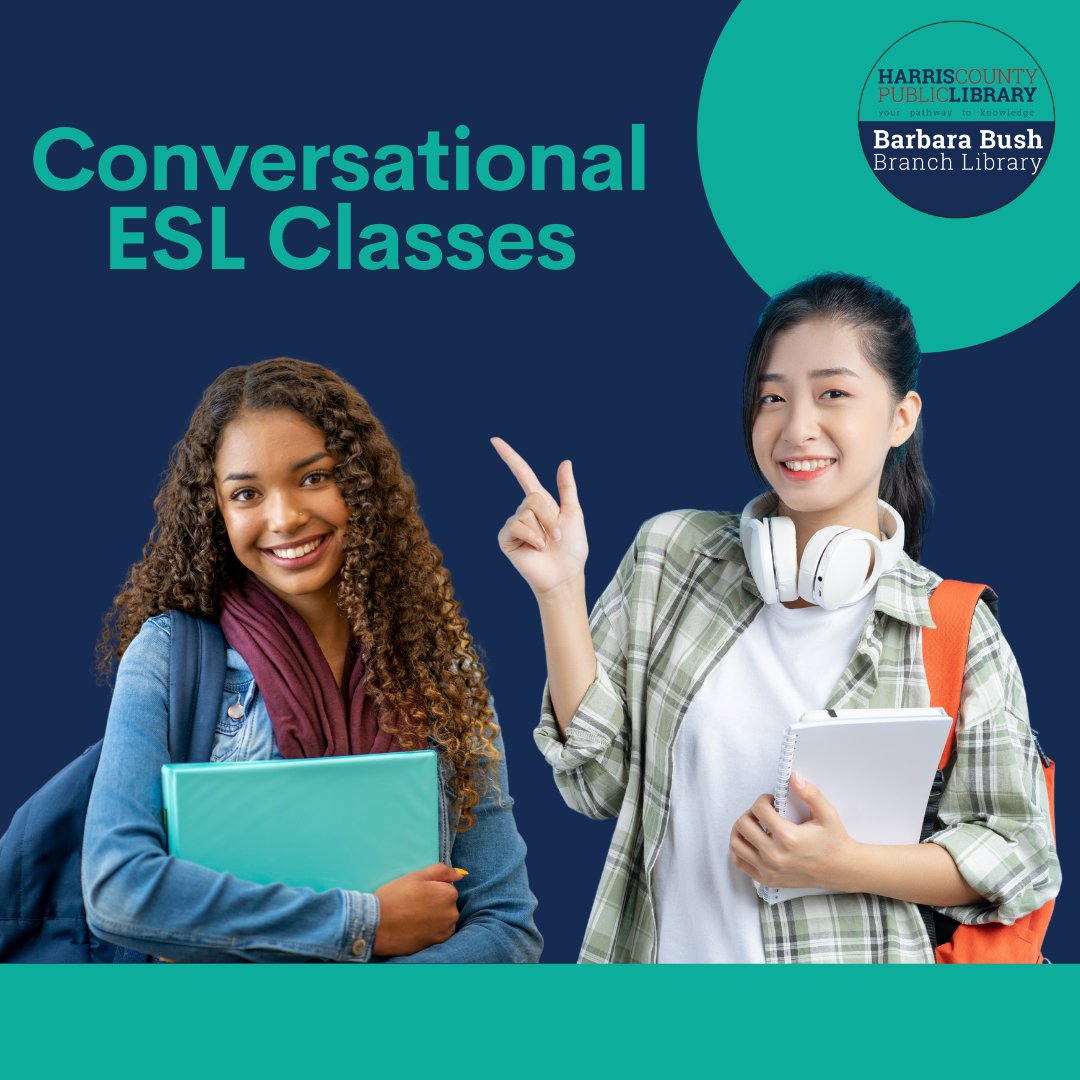 barbarabushlib's tweet image. Interested in learning English? Join us for a free, in-person Conversational English class!

Every Thursday at 11AM. 
You must register in-person, at the branch, (registration form &amp;amp; placement assessment). For more info, please call us at (832) 927-7800.

#barbarabushlibrary