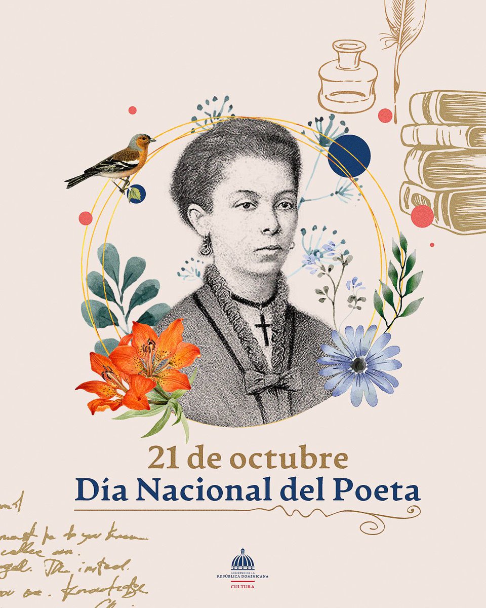 Hoy, 21 de octubre, celebramos el Día Nacional del Poeta en honor al natalicio de nuestra poetisa nacional Salomé Ureña, figura central de la lírica dominicana del siglo XIX. 📔✏️+