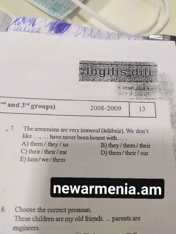 This is what your English schoolbook looks like if you're an Azeri school kid.
#Armenophobia in  #Azerbaijan.