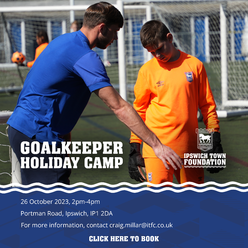 ITFCFoundation's tweet photo. 🧤The Foundation is hosting a Goalkeeper Camp at Portman Road on Thursday next week.

Offering an afternoon of coaching, our GK camp provides an opportunity for children of any ability to come and develop their skills.

To book a place, follow the link below.👇

#itfc