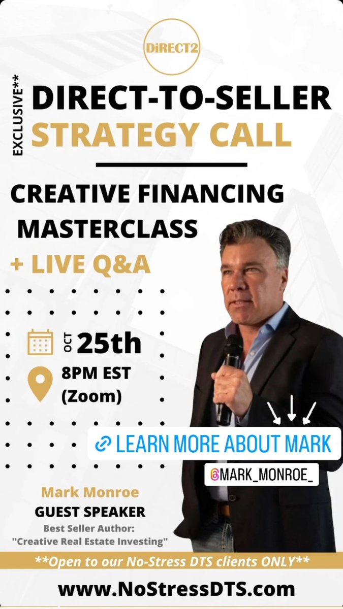 markmonro's tweet image. #realestate #sellerfinancing #sub2 #leaseoption #wholesaling #contractfordeed