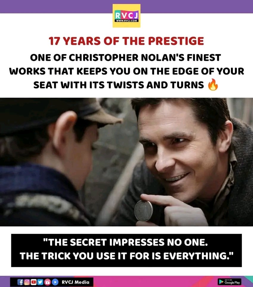 17 years of The Prestige

#rvcjmovies #rvcj  #ThePrestige #christianbale #scarlettjohansson 
#hughjackman #michaelcaine 
#rebeccahall #piperperabo