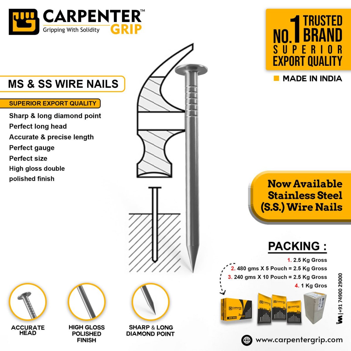 ibais_wooden's tweet photo. CARPENTER GRIP - RAJKOT
For enquiry via WhatsApp click:
https://t.co/YKJ4xtX0oY
Helpline No.: +91 87800 38150
#mswirenails #sswirenails #wirenails #nailsmanufacturer #screwnails #furniturefitting #fittingproducts
.
@IM_WOODEN_GROUP https://t.co/7pQGrgKKiB