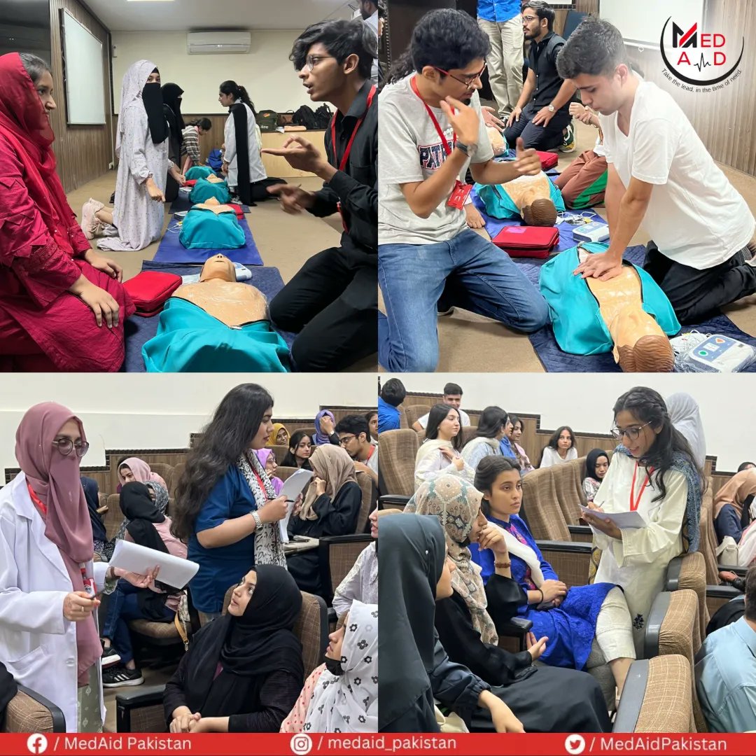 MedAidPakistan's tweet photo. On 𝟏𝟎 𝐎𝐜𝐭𝐨𝐛𝐞𝐫 𝟐𝟎𝟐𝟑, Team MedAid, successfully conducted a hands-on workshop for students of Bahria University
#HOPES #medaid #bls #firstaid #MedAidPakistan #zakat #hopesskillsexpo #workshops #cpr #training #session #savealife #taketheleadinthetimeofneed https://t.co/tMLcbenIT0