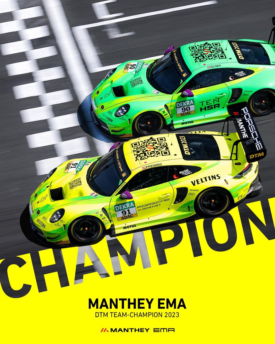 Manthey EMA takes the DTM TEAM CHAMPIONSHIP TITLE 2023! 🏆

With positions 1 and 2 for Thomas Preining and Dennis Olsen in today’s race, Manthey EMA takes the DTM Team Championship title after 15 of 16 races at the Hockenheimring.

#MantheyEMA #DTM #DTM2023 #ranDTM #Champion