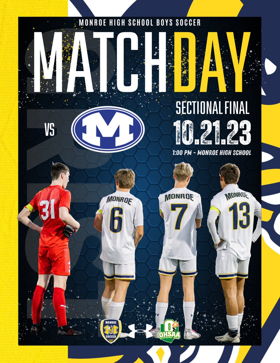 MHS_Nets_Soccer's tweet photo. Sectional Final. Last go on our home pitch. Let’s get it. #quest4more
🆚 Miamisburg
📆 Saturday, October 21st
⏰ 1:00pm
📍 Monroe High School https://t.co/4xG6qK9kEu
