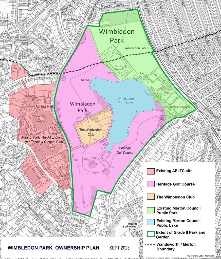 Unless Common sense prevails on Thursday @Merton_Council DPAC meeting, entire(pink) 75 acre MOL Grade II* Heritage Park will be excavated & lost forever with openness gone via a Stadium & Boardwalk, 2000 trees removed & 10000’s tonnes of concrete poured into the precious ground.