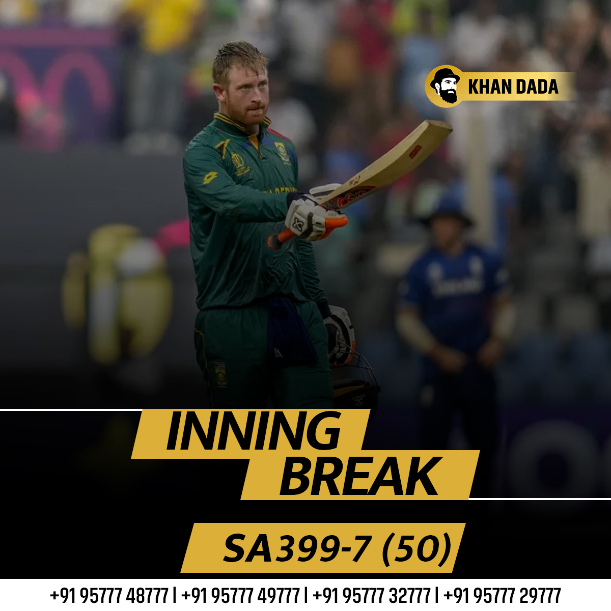 Inning Break 😎
South Africa posted a total of 399/7 in 50 overs against England in this World Cup - What an Amazing batting performance by Proteas...!!!!
.
.
#innings #ENGvsSA #inningbreak #WorldCupCricket2023 #NEDvsSL #wtc23final #RinkuSingh #PrabhasBirthdayCDP