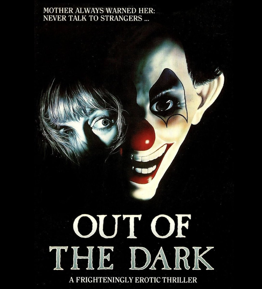 24. OUT OF THE DARK ('88) We conclude our mini Karen Black film fest w/ Karen as the owner of a phone sex line whose employees are stalked by a scary clown-masked killer. Highlights incl Divine & Paul Bartel in bit parts & some quality male lead shirtlessness #31HorrorFilms31Days