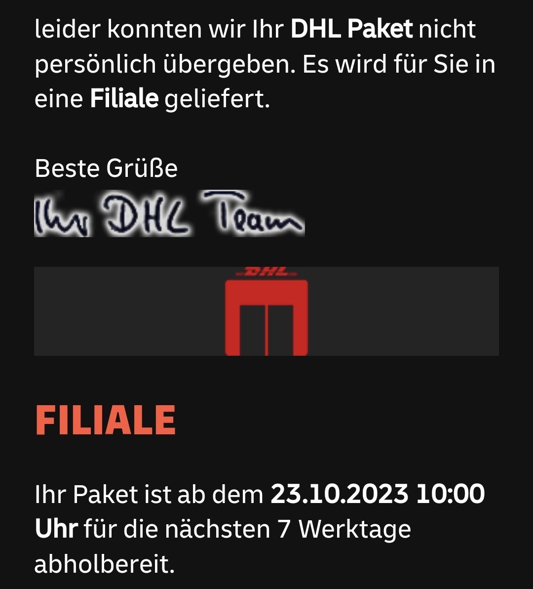 Joschaliiu's tweet photo. Ich hatte mich echt gefreut, heute Abend noch Mario Wonder anfangen zu können wenn ich nachhause komme. Nachdem die Zustellung gestern schon auf heute verschoben wurde, hab ich jetzt diese Email bekommen. Danke @DHLPaket 🙃 https://t.co/bGTfbTnZlc