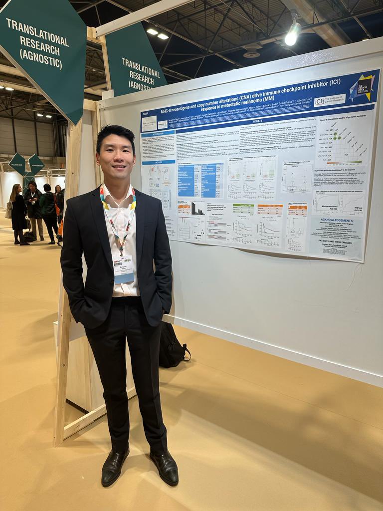 Jon Lim, MRCP PhD (@drjonlim) on Twitter photo #ESMO23
Interested in MHC-II neoantigens and copy number alterations (CNA), and immune checkpoint inhibitors in metastatic #melanoma?
Check out really interesting work from <a href="/Ben_Shum_/">Ben Shum</a> & team <a href="/TurajlicLab/">Turajlic Lab @ The Crick</a> in Hall 8!
<a href="/BeckiLee/">Becki Lee</a> <a href="/brentocarrigan/">Brent O'Carrigan</a> <a href="/DoniaMarco/">Marco Donia</a> <a href="/TeresaSAmaral/">Teresa Amaral, MD, PhD</a> #ESMO23
Interested in MHC-II neoantigens and copy number alterations (CNA), and immune checkpoint inhibitors in metastatic #melanoma?
Check out really interesting work from <a href="/Ben_Shum_/">Ben Shum</a> & team <a href="/TurajlicLab/">Turajlic Lab @ The Crick</a> in Hall 8!
<a href="/BeckiLee/">Becki Lee</a> <a href="/brentocarrigan/">Brent O'Carrigan</a> <a href="/DoniaMarco/">Marco Donia</a> <a href="/TeresaSAmaral/">Teresa Amaral, MD, PhD</a>