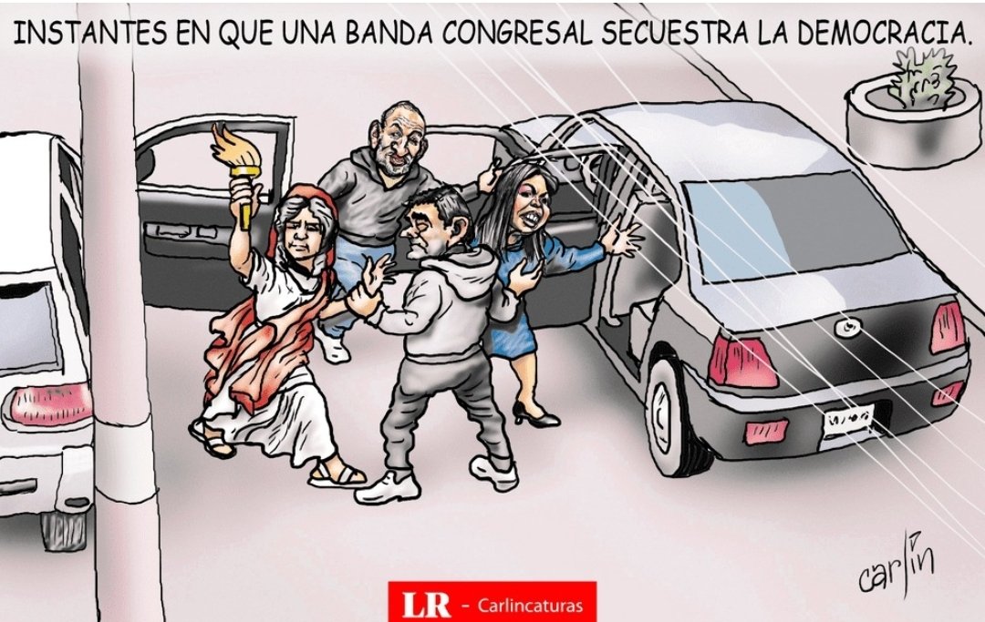 #LoUltimo 
Delincuentes congresales secuestran a plena luz del día la frágil democracia que teníamos.
Cámaras de seguridad del congreso captó el preciso instante en que la democracia era metida a la fuerza a un auto que se fue con rumbo desconocido. 
Cualquier información no