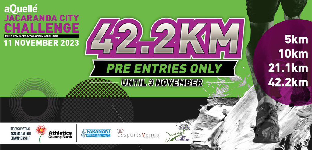 farananiac1's tweet photo. Ready to race through the stunning streets of the stunning Jacaranda City?
Don't miss out on the Jacaranda City Challenge!
Online entries closing on 3rd November 2023
Lace up and join the fun! #JacarandaCityChallenge2023
#EasyQualifier
#RunTheCity #CountdownToRaceDay https://t.co/EjJN0YcMQ2