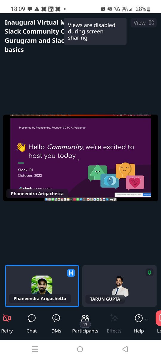 jasjitsingh77's tweet image. Currently attending Inaugural Virtual Meetup for the @slack_community Chapter, Gurugram,@SlackHQ event
Great personality @arigachetta
Is presenting wonderful Demo about @slack 
With @TarunDevOps #SlackCommunity #SlackGurugram @jcbgrss @TrailblazerEsha 
I request to all to attend