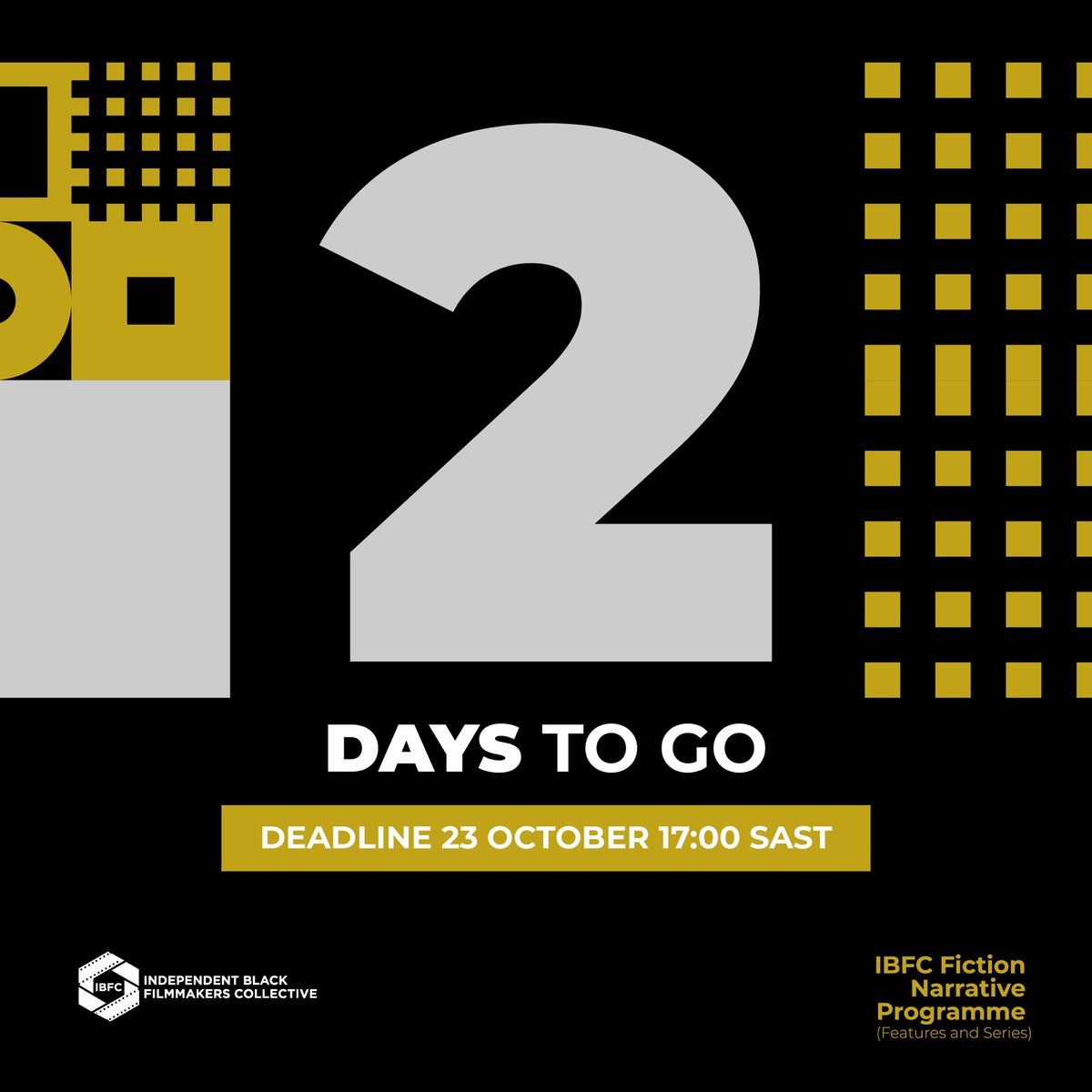 2 DAY LEFT TO APPLY FOR THE IBFC FICTION NARRATIVE PROGRAMME (Feature and Series)📣📣

bit.ly/48oektL

ibfc.org.za/fiction-develo…

#ibfc #southafricanfilm #storytelling