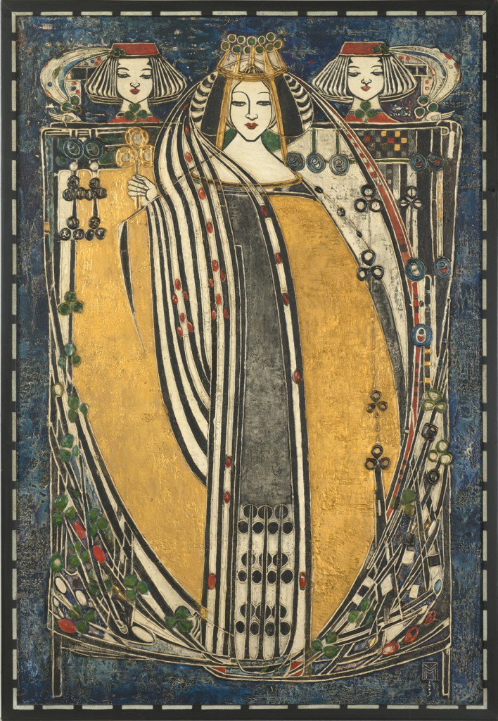 Queen of Clubs, 1909, by Margaret Macdonald, one of the defining artists of the Glasgow School and who was thought to have influenced Klimt #WomensArt
